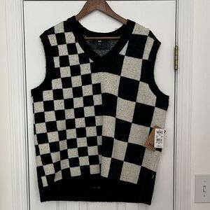 NWT Vans Checkered V-Neck Sweater Vest M/L